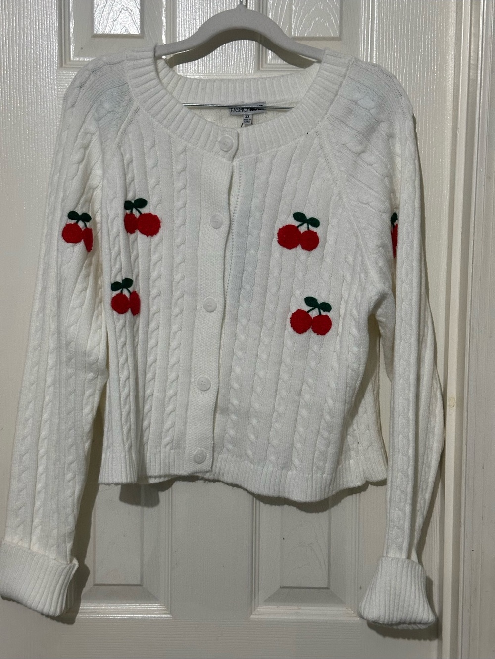 Fashion Nova Cherry Knit Cardigan | Size 2X | Cottagecore Y2K Sweater